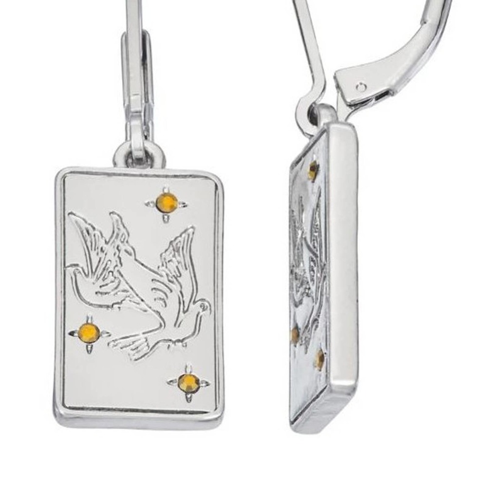 Earrings dove drop Simply Vera Vera Wang dove jewel silver  tarot card